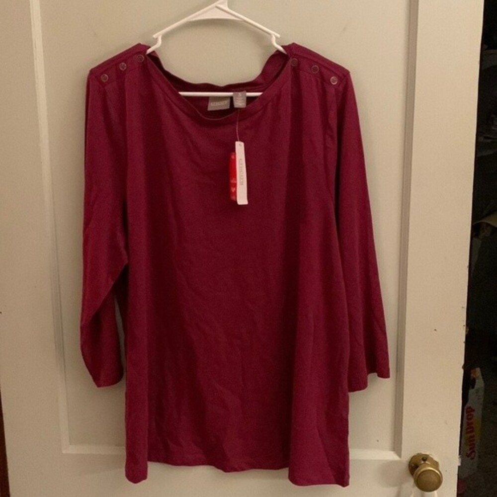 Chicos size 3 burgundy 3/4 sleeve shirt NEW WITH TAGS